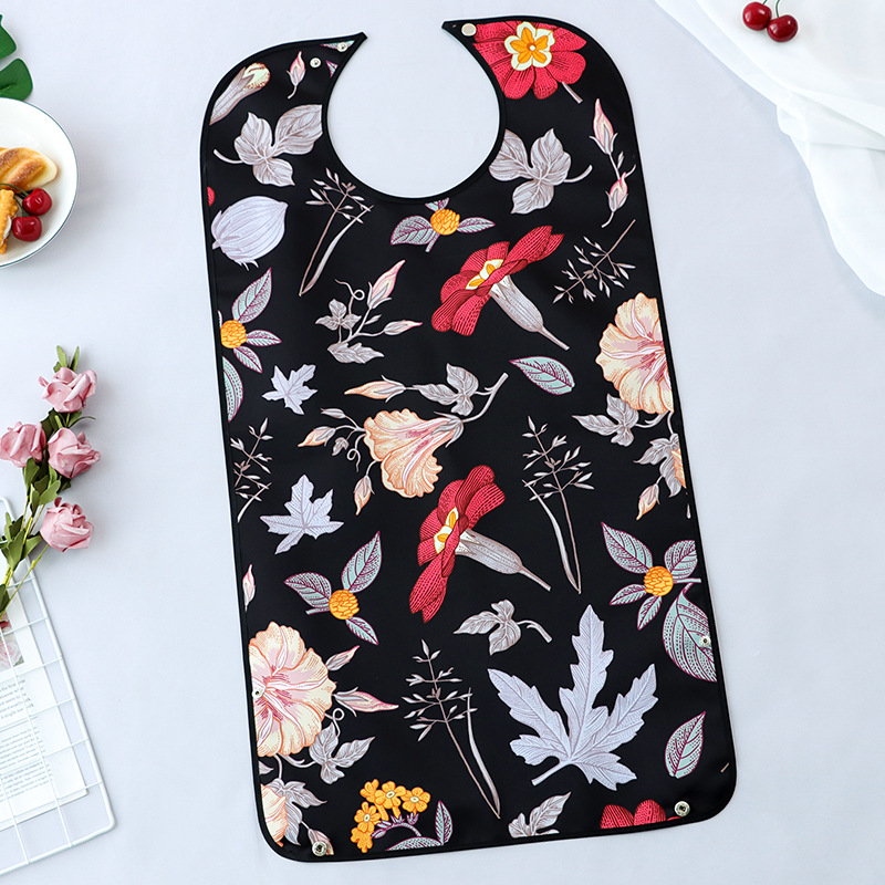 Suministro transfronterizo de ancianos babero de comida Toalla de saliva babero adulto moda en stock fábrica de Ventas Directas logotipo imprimible