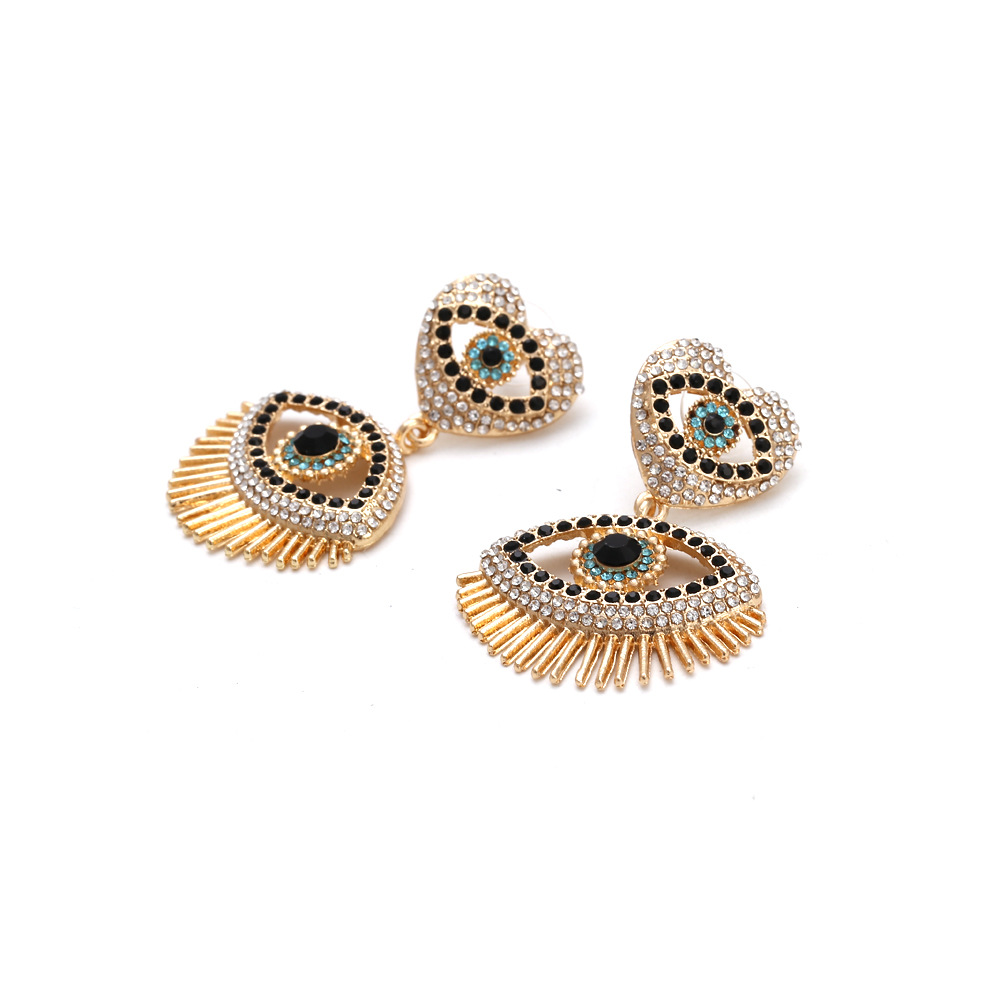 Street Occasion 1 Pair Fashion Heart Shape Eye Diamond Alloy Drop Earrings