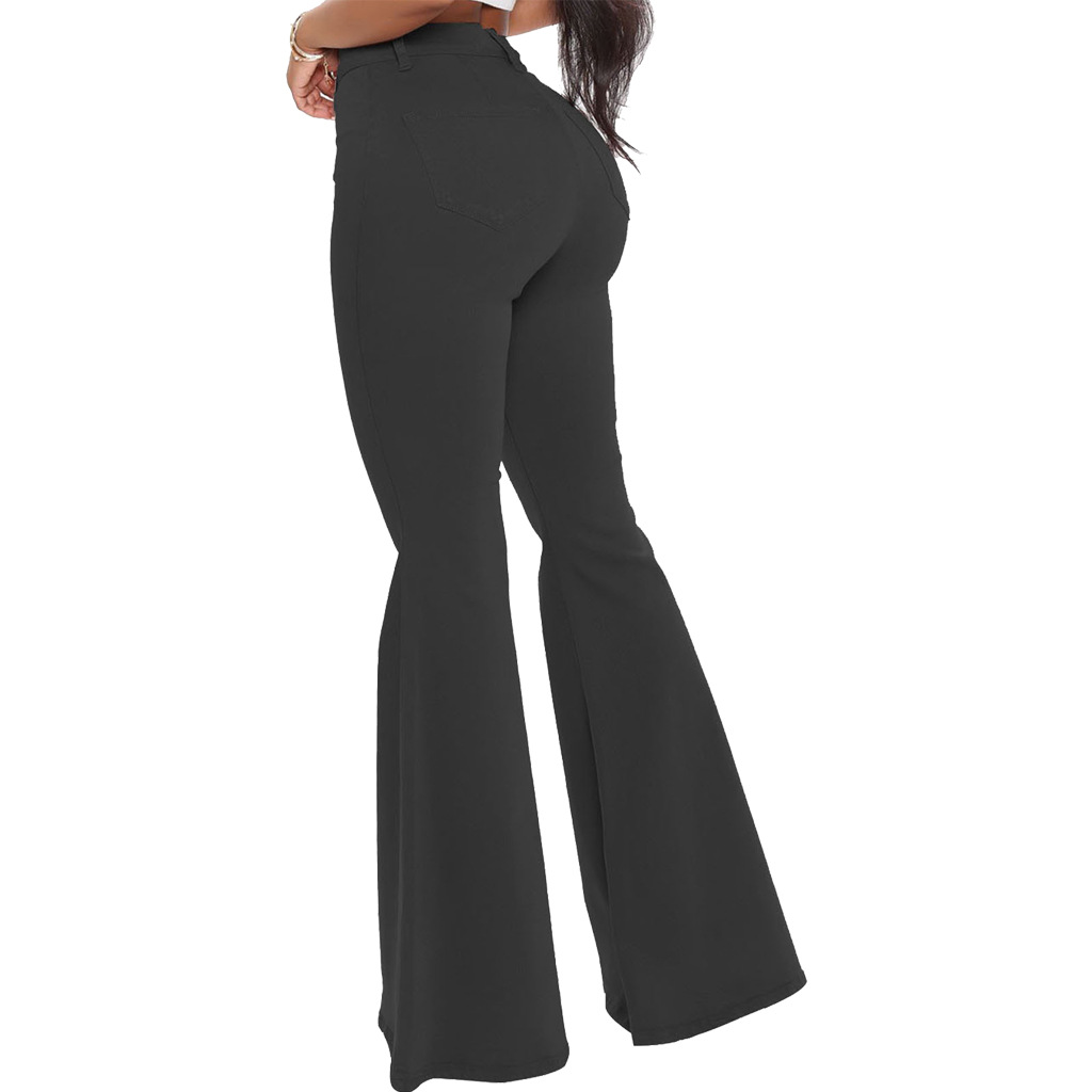 Women's Daily Simple Style Solid Color Full Length Washed Flared Pants Jeans display picture 41