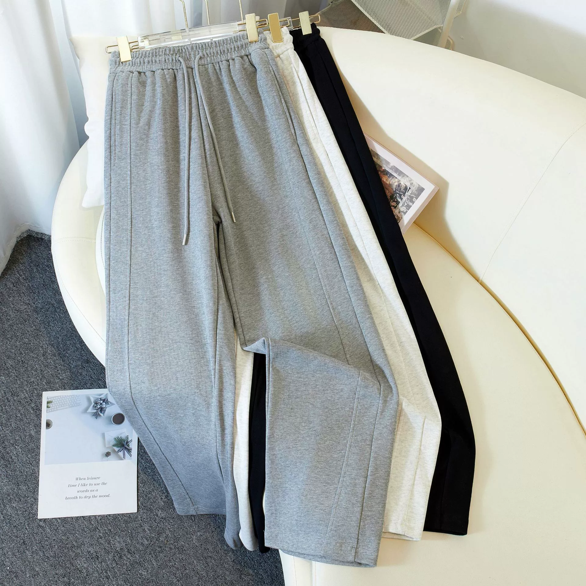 2025 весенние новые универсальные повседневные брюки для миниатюрных фигур, узкие утягивающие широкие брюки с мягкой драпировкой и другие длинные брюки.