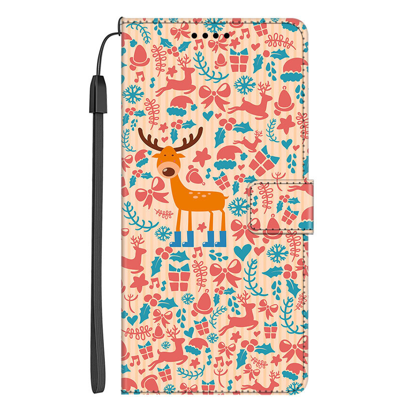 Suitable for Samsung Xcover 4 Mobile Phone Leather Case Magnetic Flip Card Slot Christmas Deer Simple Fresh Painted Wholesale