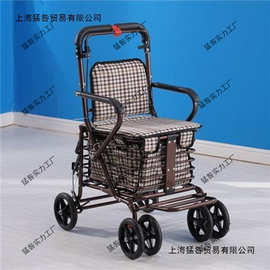 老人代步车可推可坐便捷购物车四轮助步买菜小拉车折叠老年手推车