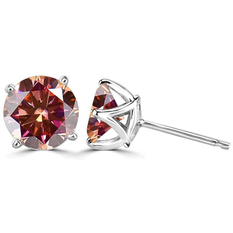 Europa y América populares orejetas de piedra de moissan de oro negro Hip Hop retro 1 quilate S925 joyas de plata de moissan