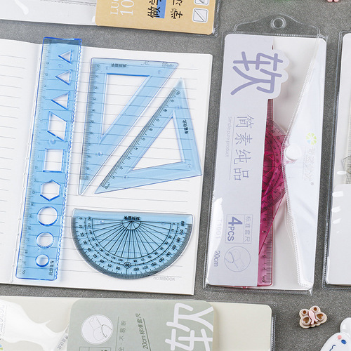 Special set of rulers for students, various high-looking rulers, creative stationery for primary school students, measuring and painting tools, four-piece set
