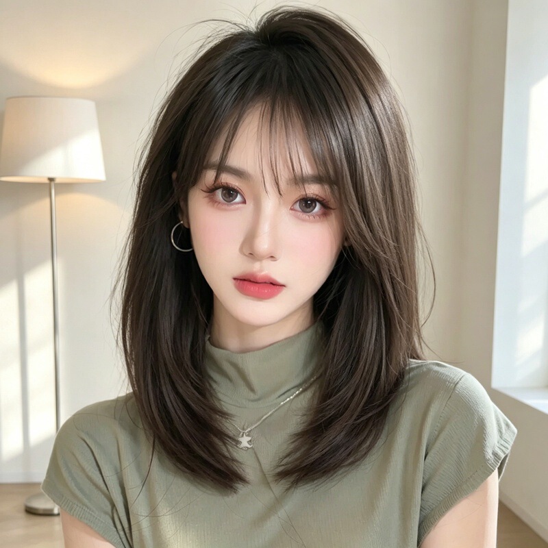 Realistic Synthetic Hair Full Wig for Women, Medium-Short Hair, High-Quality, Collarbone-Length, Age-Reducing, Natural, Everyday Wear, Easy to Manage, Xuchang Wig Realistic Synthetic Hair Full Wig for Women, Medium-Short Hair, High-Quality, Collarbone-Length, Age-Reducing, Natural, Everyday Wear, Easy to Manage, Xuchang Wig