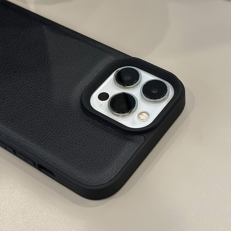 シンプルな黒のライチ柄、Apple 16、iPhone 17 Pro Max、個性的な11、レザー調13、高級感のあるスマホケース|undefined