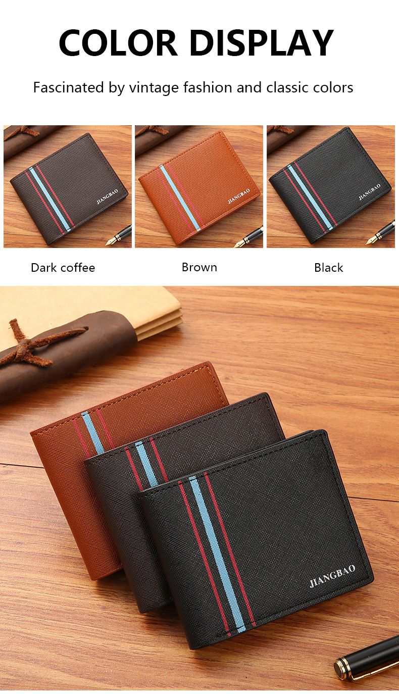 Men's Stripe Pu Leather Open Wallets display picture 1