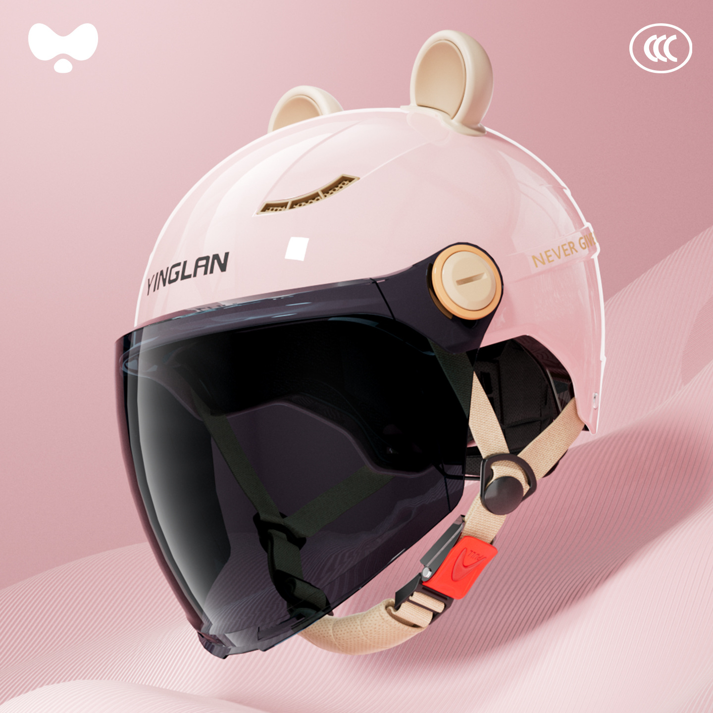 Motosiklet kaskı (dəbilqə), Universal Helmet Electric Vehicle - 3c-cherry-blossom-pink-sunscreen-long-mirror-class-a-new-national-standard