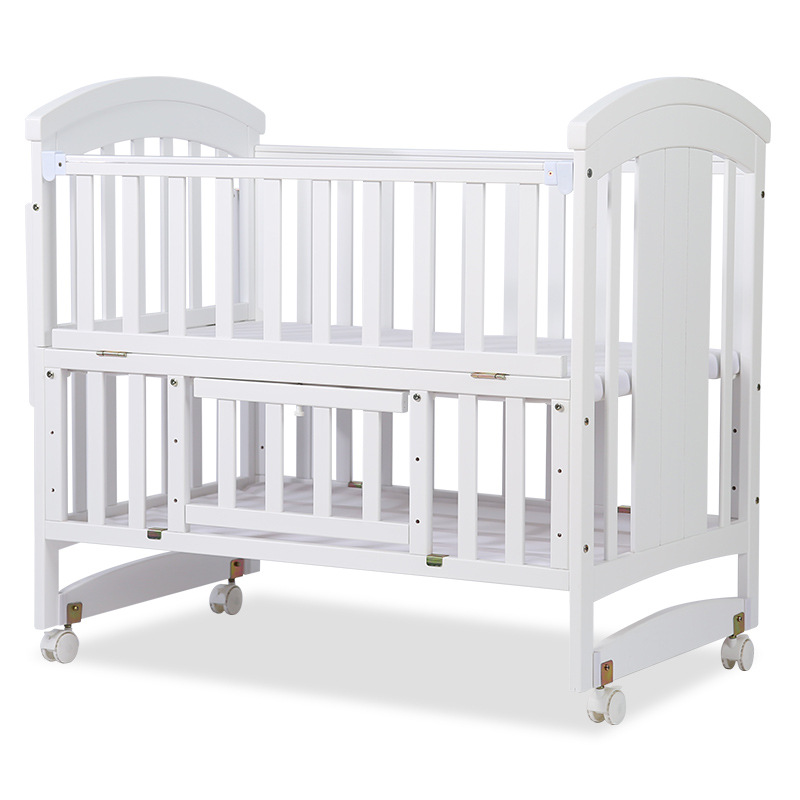 Cross-Border Crib Solid Wood Paint Baby Bed Multi-Functional Bb Newborn Kids Splicing Large Bed Rocking Bed Cradle Storage