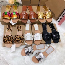 跨境外贸欧美Z交叉一字猪鼻平底时尚大码女拖鞋ladyflat slippers