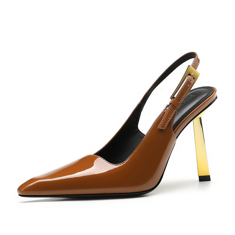 Brown 5cm gold heel