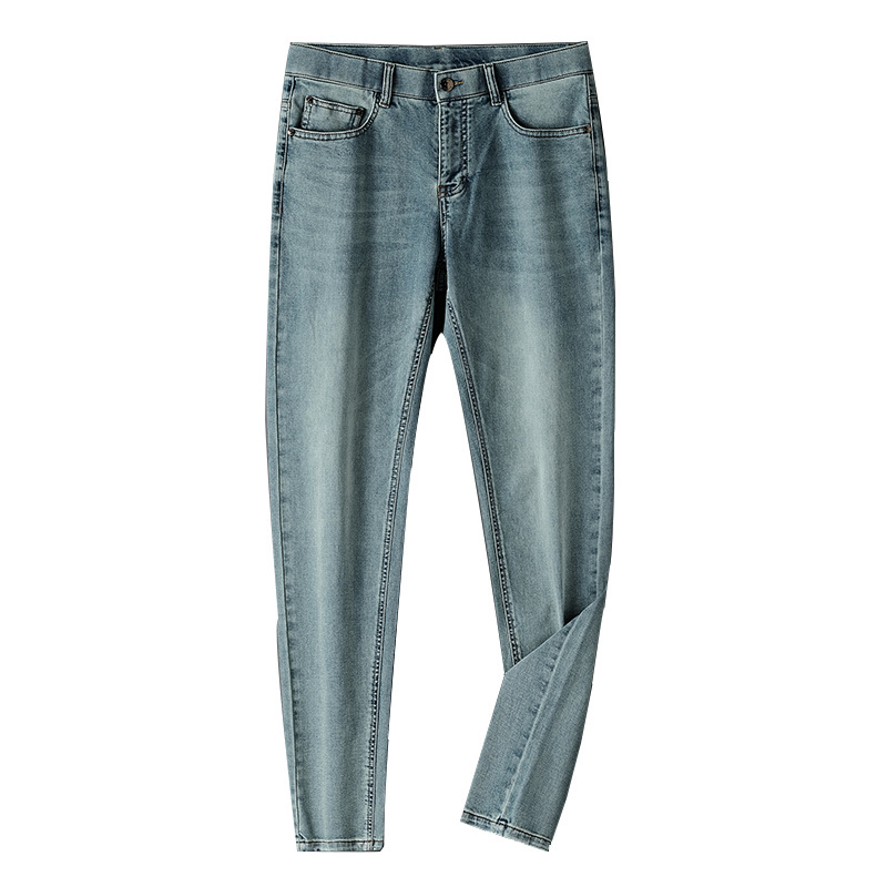 Light Luxury Grade Long-staple Cotton Washed Blue Jeans Men's Spring and Summer 2025 New Slim-fit Straight Leg Casual Pants for Men