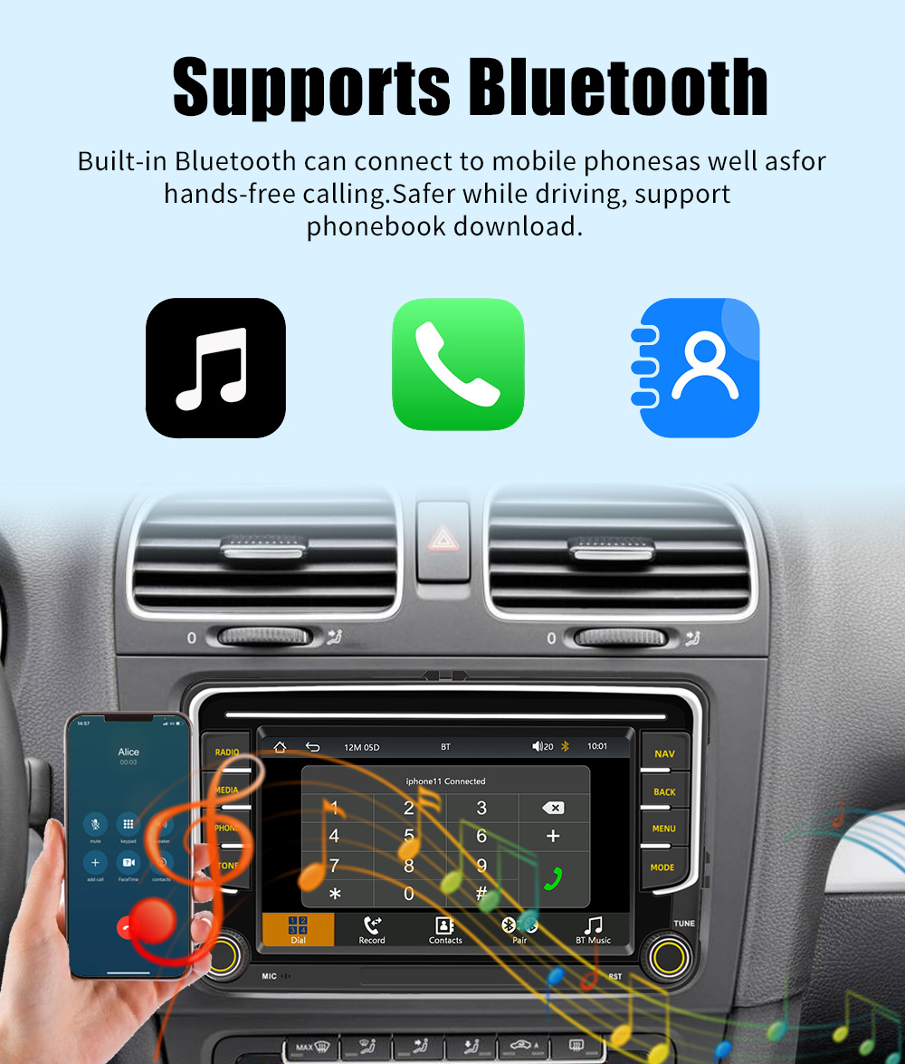 Volkswagen 7inch Linux Car System Wireless Carplay/Android Auto In-Car Navigation All-In-One Device