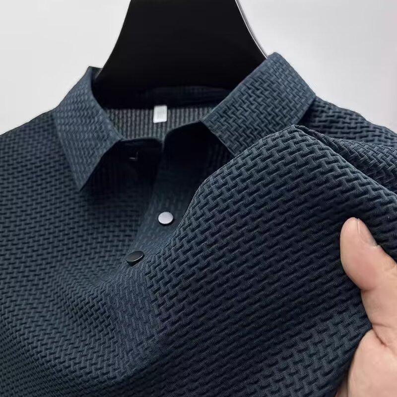 Solid Color Short-sleeved Polo Shirt Slim-fit All-match Collar Top T-shirt Men's Summer 2025 Fashion Fashion Lapel Casual