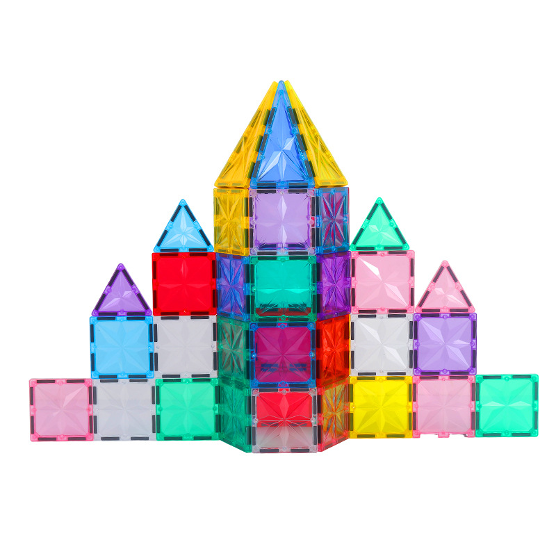 Bloques Magnéticos de Construcción Educativos con Superficie de Diamante, Piezas Sueltas de Azulejos Magnéticos de Colores Tipo Starburst, Juguetes Magnéticos de Inteligencia para Niños, Transfronterizos