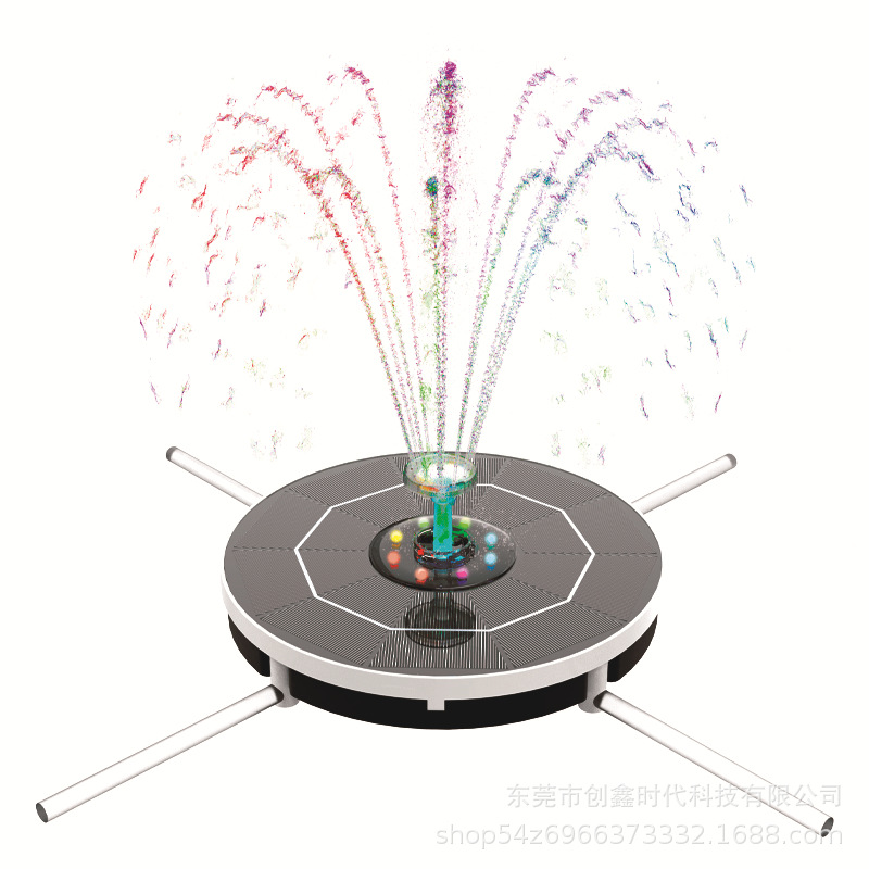 源头工厂新款太阳能喷泉支撑杆全灯款太阳能水泵景观鸟浴漂浮喷泉