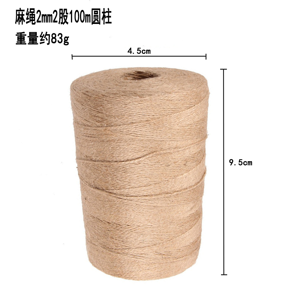 Cuerda de cáñamo de protección del medio ambiente, cuerda hecha a mano de bricolaje, decoración, embalaje, etiqueta, cuerda de cáñamo 1mm-20mm, varias especificaciones de grosor