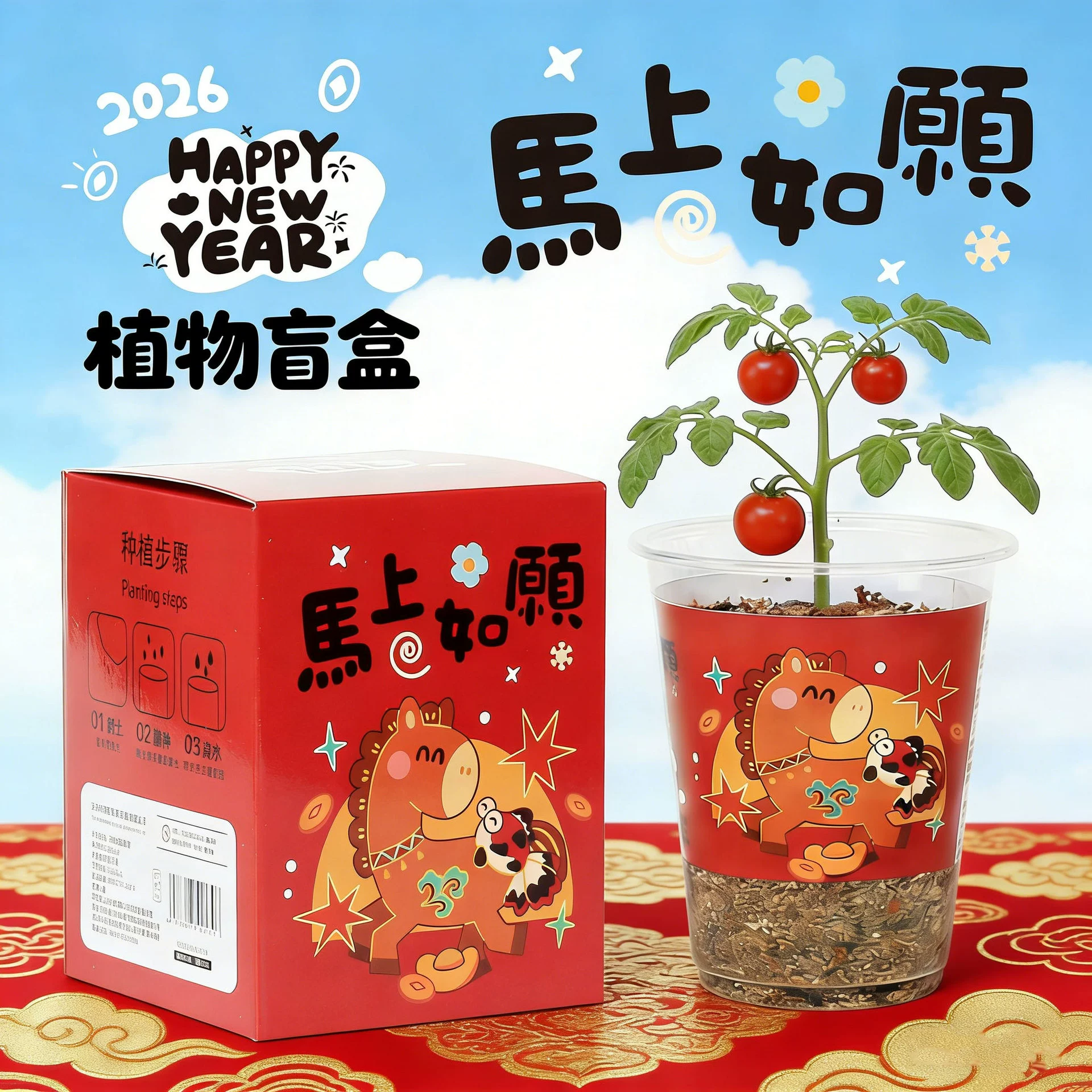 Новогодний подарочный набор: миниатюрные комнатные растения в горшках, креативные праздничные подарки для детей, семена зеленых растений, оптовая продажа растений в горшках в подарочных коробках.