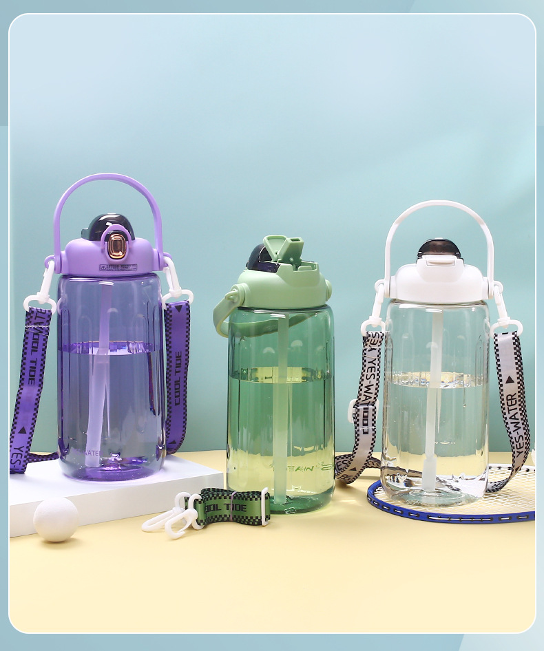 Summer outdoor fitness water bottle for couples, plastic water cup, large-capacity portable straw cup, ton ton bucket pic 31