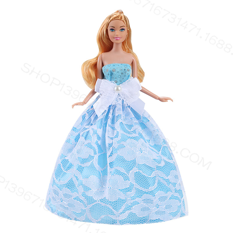 30cm muñeca medio paquete falda grande vestido de novia niña Casa de juego trailing falda grande al azar 10 unidades 5 unidades un paquete