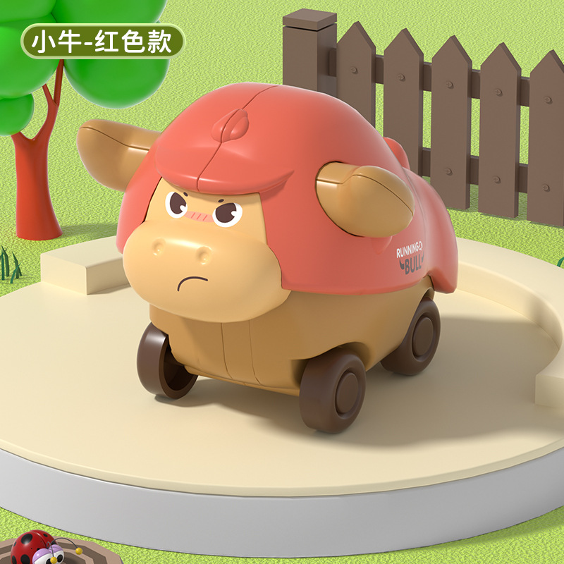 Tiktok mismo lindo divertido becerro inercia resistente a la caída niño pequeño tirar hacia atrás scooter prensa inercia coche de juguete para niños