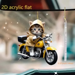 クロスボーダー新型アクリル平面黄色オートバイ猫自動車装飾ストラップ