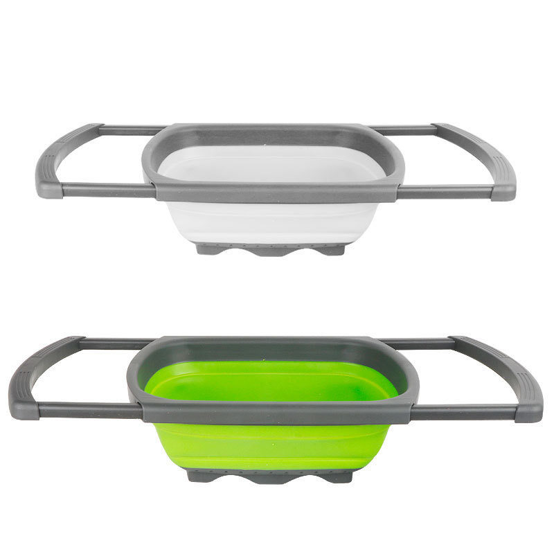 Fábrica al por mayor telescópico canasta de drenaje plegable casera canasta de lavado de verduras cuadrada canasta de filtro de plástico de cocina