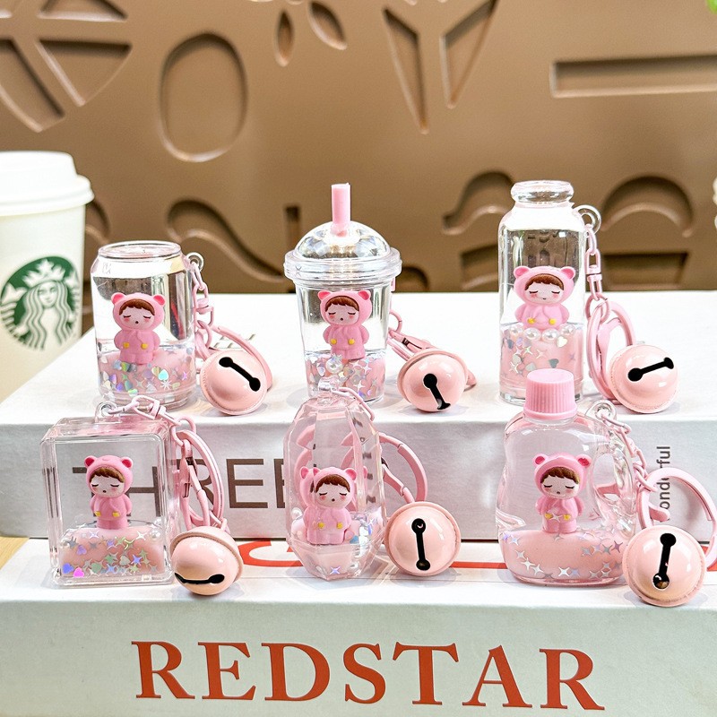 Cartoon Dream Bear Girl Keychain leche rosa muñeca adorable bolso de pareja colgante pequeño regalo al por mayor