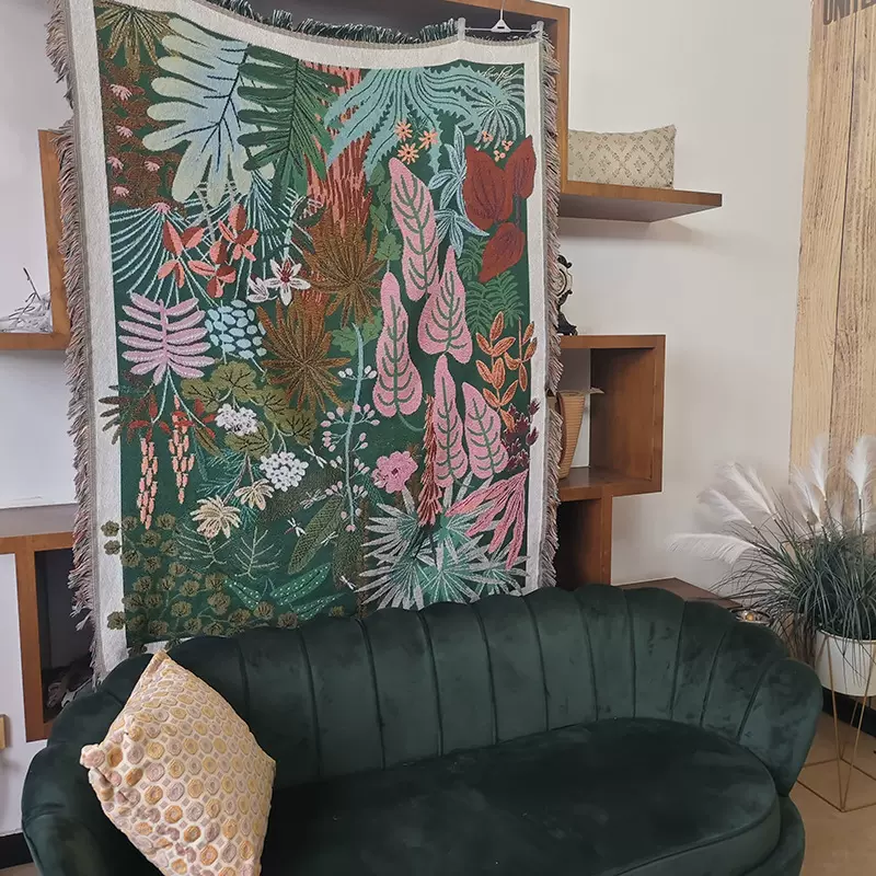 北欧清新单人沙发盖布文艺个性线毯从林森系沙发巾芝华士防尘全包