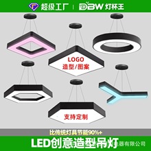 led造型灯创意六边形圆形y形办公室超市健身房工业风店铺异形吊灯