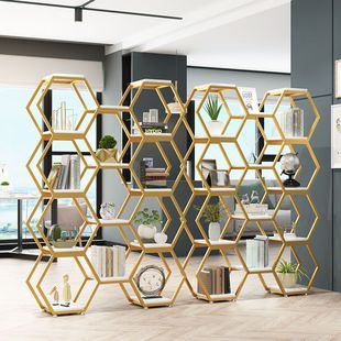 Iron Partition Rack Creative Hexagonal Combination Rack Office Screen Floor-Standing Multi-Layer Bookshelf Bogu Rack