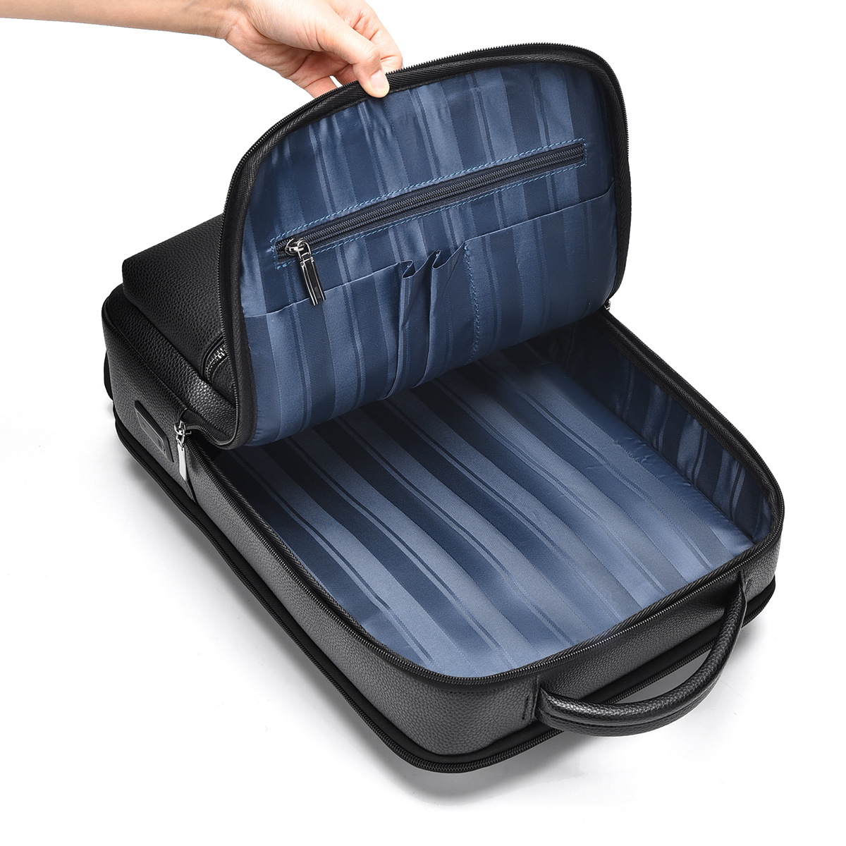 2024 New PU Men's Waterproof Laptop Backpack Business Travel Bag_voghion.com
