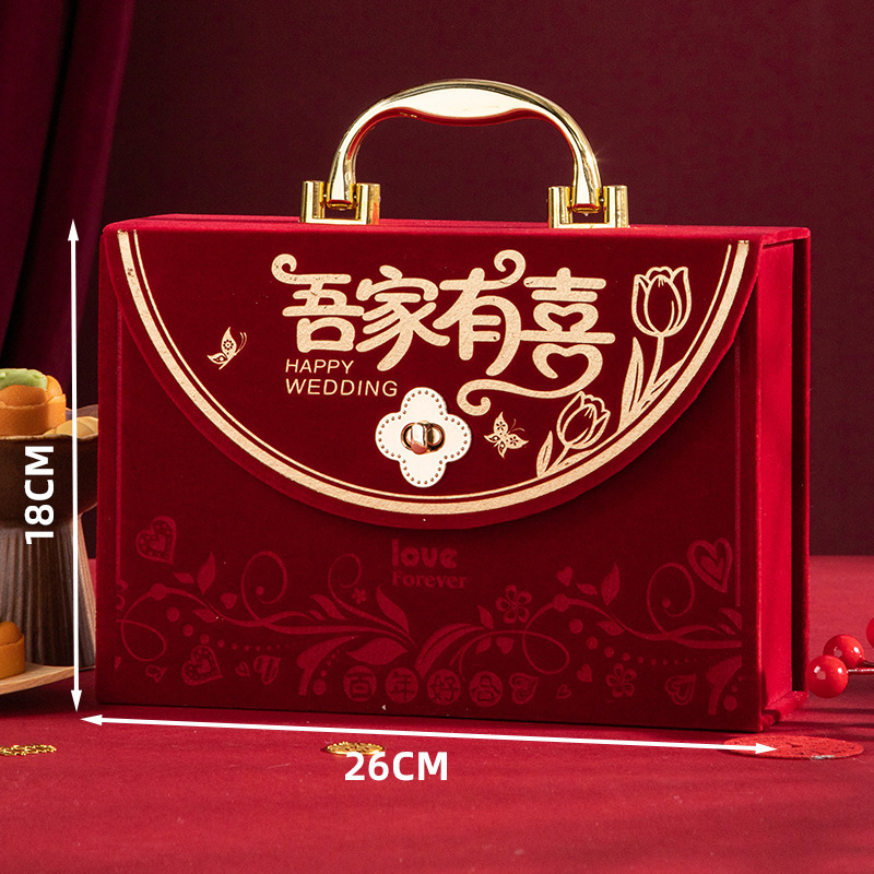 订婚彩礼钱盒子订亲提亲聘礼装彩礼的箱子盒子结婚用品烫金礼金箱|undefined