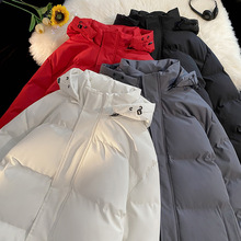 冬季中长款棉衣男士休闲时尚百搭保暖棉服纯色潮流情侣棉袄女外套