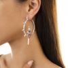 Earrings heart shaped, European style, simple and elegant design, with gem