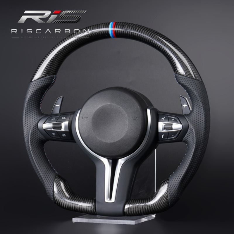 Carbon fiber M logo flat-bottom steering wheel compatible with BMW F30F10F11F15F16F20F25F18M3M5