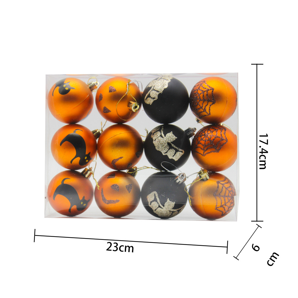 新款万圣节主题活动橱窗装饰球6CM12个装塑料球源头厂家跨境爆款