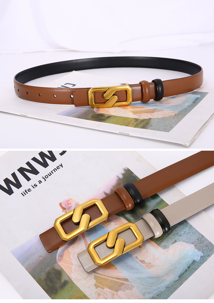 Nový opasek Ins Style Dámský kožený opasek Oboustranný použitelný hovězí kožený opasek Lehký luxusní kožený opasek Niche pro ženy_voghion.com