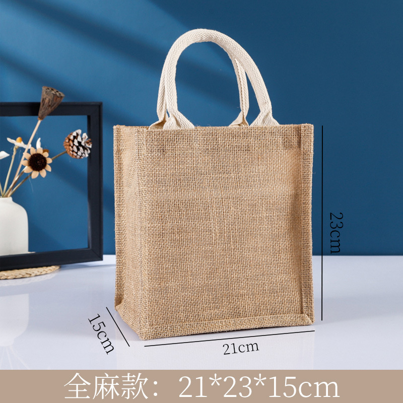 Bolsas de lino personalizadas Renacimiento DIY bolsa de compras de yute Bento impermeable gran capacidad no impresa bolsa de lino image 25