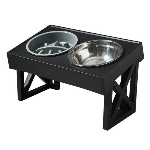 Amazon Pet Dog Pet Cat Bowl Stainless Steel Dog and Cat Food Bowl Vertical Feeder Elevated Double Pet Feeding Bowl