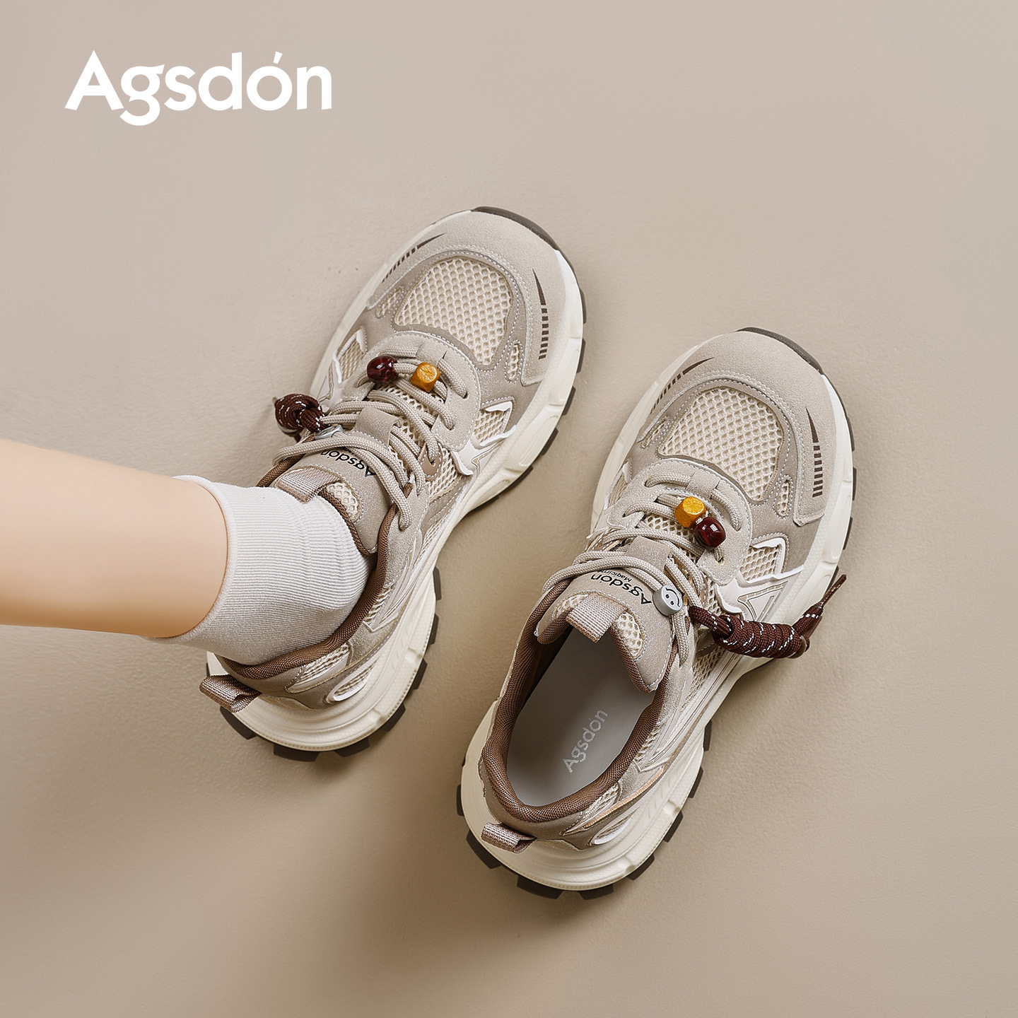 Augu Shi Deng zapatos de suela gruesa para mujeres 2025 nuevos zapatos deportivos ligeros de otoño zapatos casuales de mujer pequeños