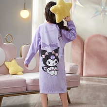 库洛米女孩春季长袖纯棉卡通儿童睡衣女童爆款中大童全棉睡裙女