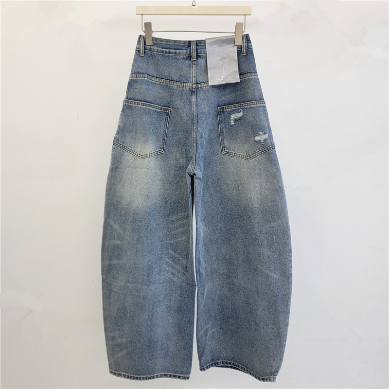 Chica caliente agujero jeans para mujeres 2026 primavera y verano nuevo estilo de moda alta cintura hacer viejos lavados con agua de piernas anchas machetes jeans de moda