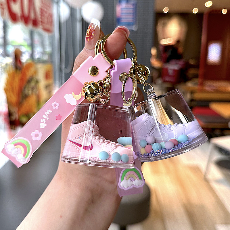 Manluo Creative Quicksand Basketball Shoes Keychain Cartoon Basketball Shoes Drift Bottle School Bag Ornament Couple Graduation Gift