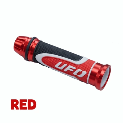 New UF0 three-color motorcycle modified handlebar grips, universal anti-slip shock-absorbing grip accessories for cross-border sales (Motosiklet ləvazimatları və aksesuarları) - red