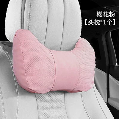 Headrest Protector Car Seat Cushion Set - cow-head-style-yacht-velvet-cherry-blossom-pink-headrest-1-piece
