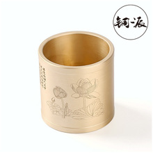 铜派黄铜笔筒精雕刻创意摆件家用室内个性办公用品文具L-TL525-2