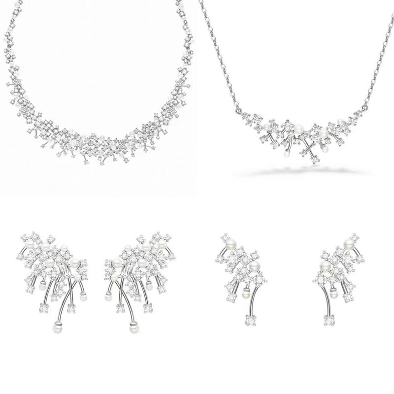 Hefang Creative New Model Brilliant Nebula Clavicle Chain Light Luxury High-End Women's Exquisite Earrings Ear Clips Accessories