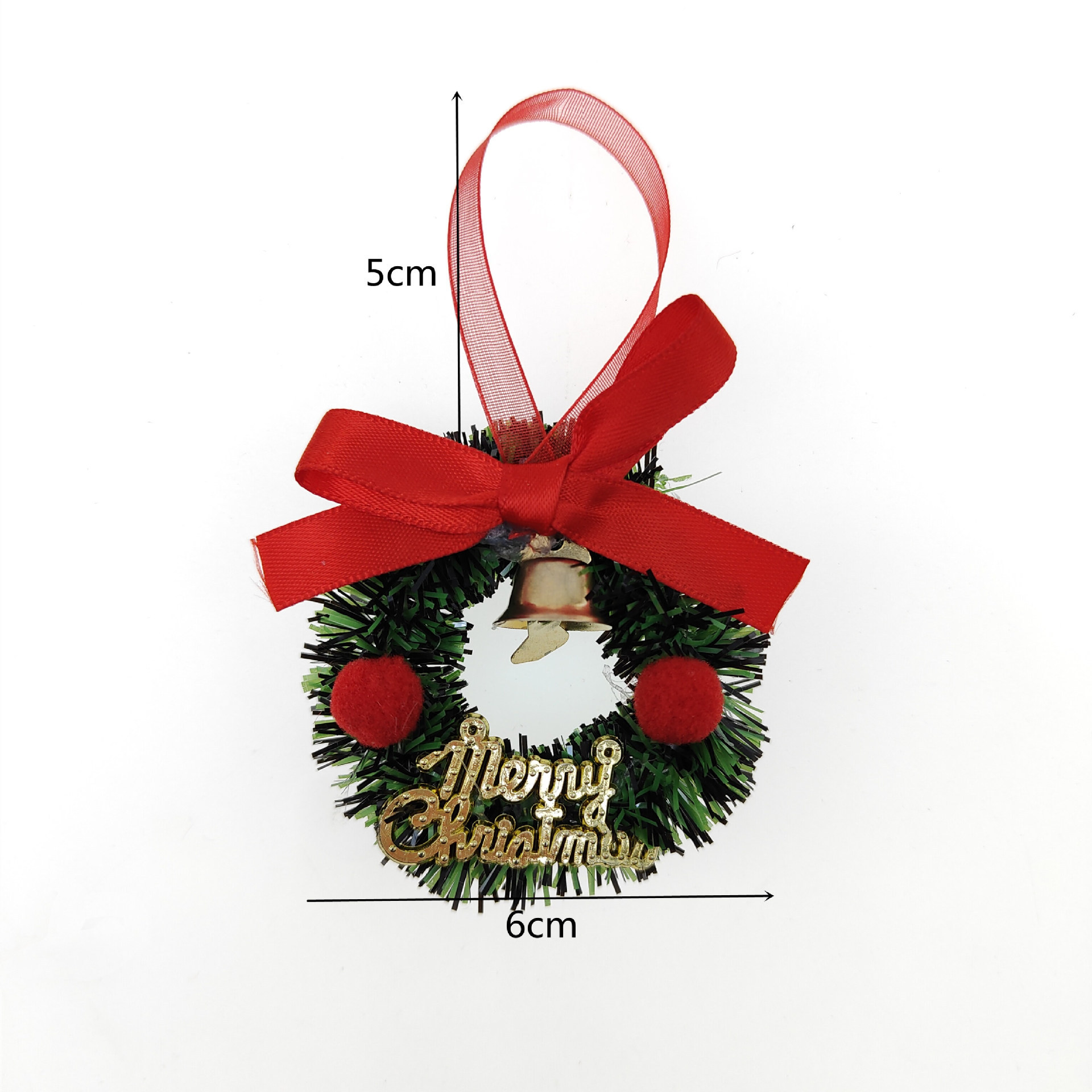 6cm guirlanda de Navidad Feliz Navidad pentagonal mini guirlanda de Navidad con arco de arco