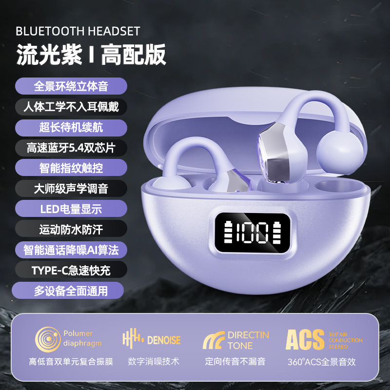 S19 クロスボーダープライベートモデル人気の新しいイヤークリップ Bluetooth ヘッドセットワイヤレスバイノーラル非インイヤーデジタルディスプレイスポーツランニング|undefined